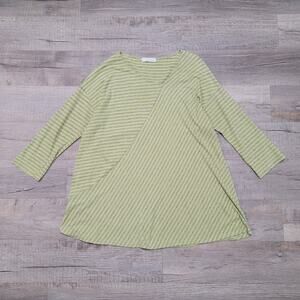 Cut Loose One Size Striped Art Tunic Asymmetrical V Neck Boho Contemporary Top